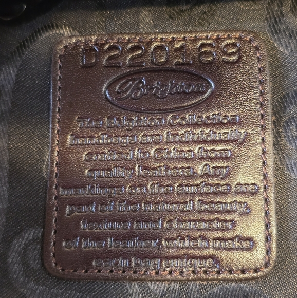 Brighton Laverne Retired Black Brown Pebbled Leather Shoulder Bag - Picture 16 of 16